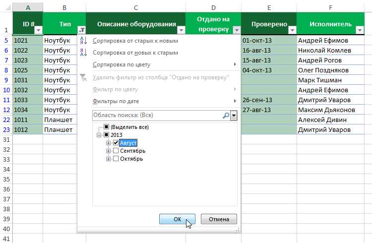 Основные функции фильтров для работы с числовыми данными