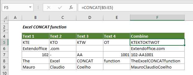 Как использовать функцию CONCATENATE в Excel