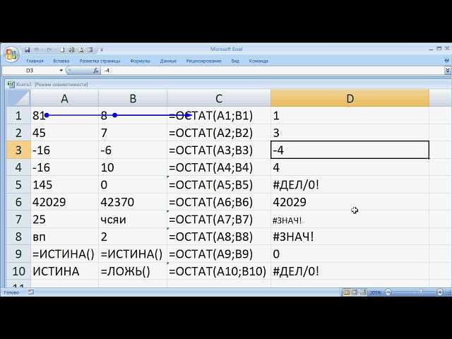 Функция MOD в Excel: как найти остаток от деления двух чисел