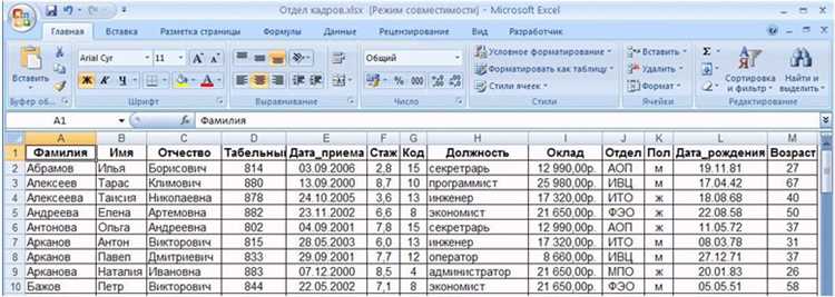 Основные принципы интеграции базы данных в Microsoft Excel