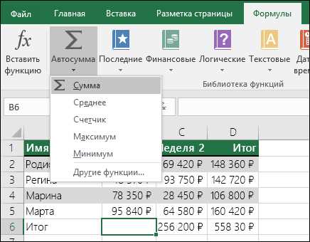 Как использовать функцию Автосумма в Microsoft Excel