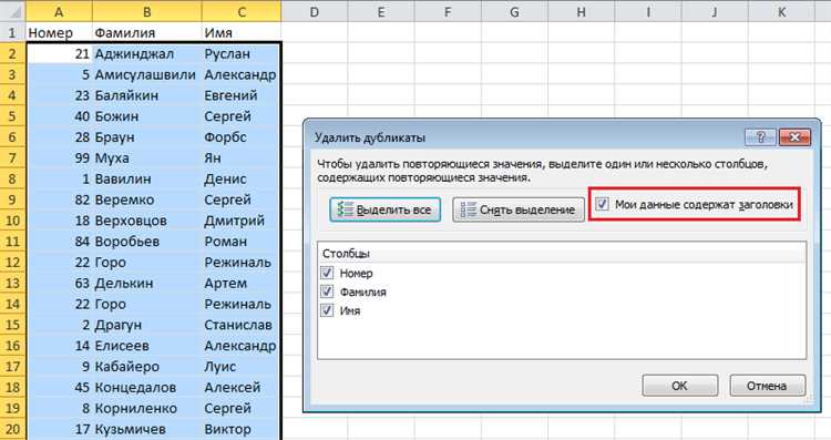 Как удалить дубликаты в Microsoft Excel.