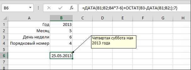 Как узнать день недели по дате с помощью формулы в Excel.