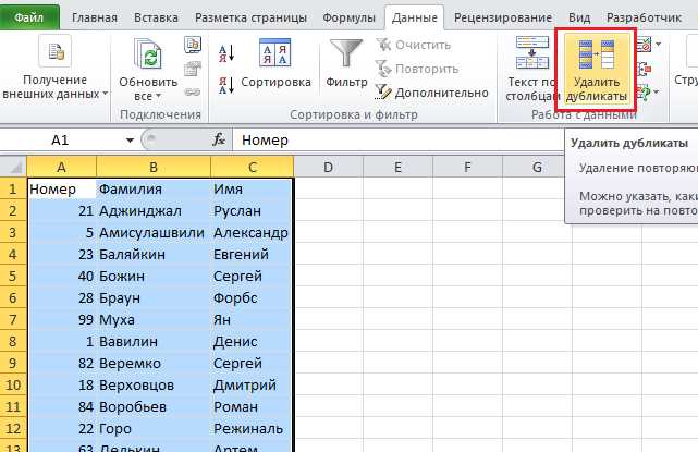 Применение фильтров и сортировки для поиска и удаления дубликатов в Excel