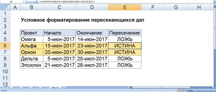 Условное форматирование в Excel: сравнение дат и времени